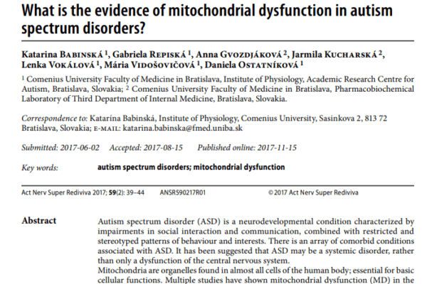 What is the evidence of mitochondrial dysfunction in autism spectrum disorders?