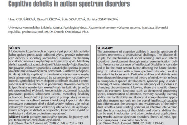 Kognitívne deficity pri poruchách autistického spektra (Cognitive deficits in autism spectrum disorders)