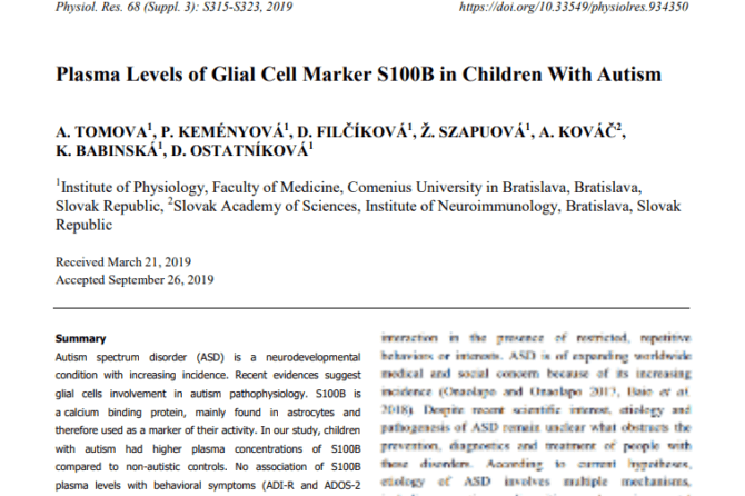 Plasma levels of glial cell marker S100B in children with autism