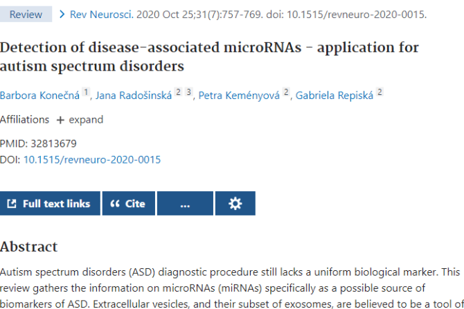 Detection of disease-associated microRNAs – application for autism spectrum disorders