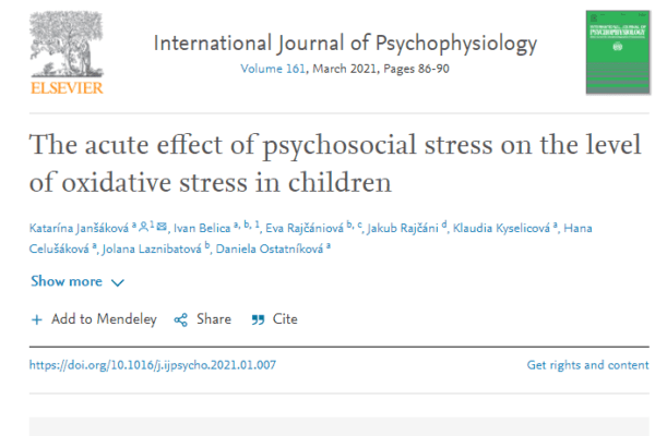 The acute effect of psychosocial stress on the level of oxidative stress in children