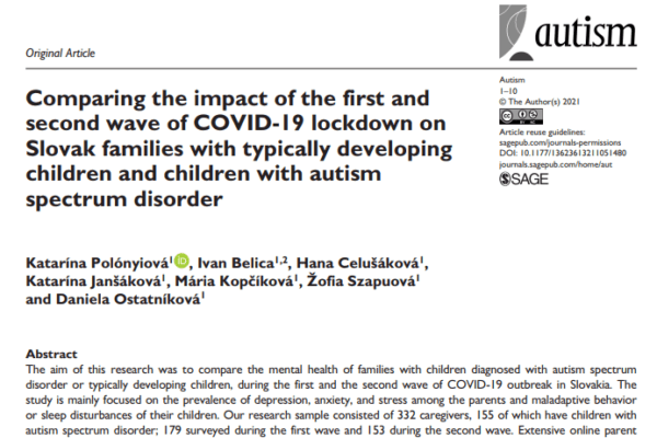 Comparing the impact of the first and second wave of COVID-19 lockdown on Slovak families with typically developing children and children with autism spectrum disorder
