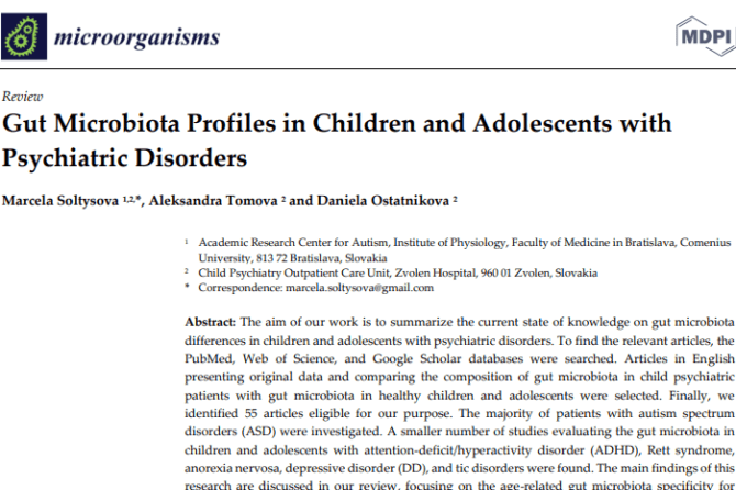 Gut Microbiota Profiles in Children and Adolescents with Psychiatric Disorders