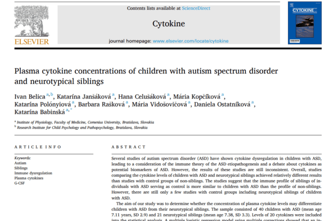 Plasma cytokine concentrations of children with autism spectrum disorder and neurotypical siblings