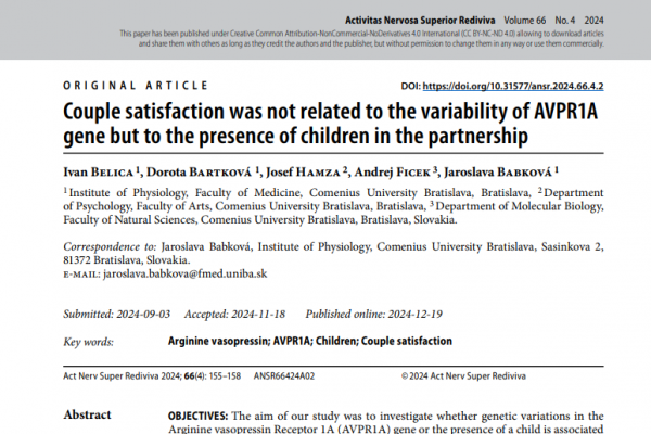 Couple satisfaction was not related to the variability of AVPR1Agene but to the presence of children in the partnership