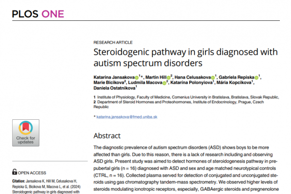 Steroidogenic pathway in girls diagnosed with autism spectrum disorders